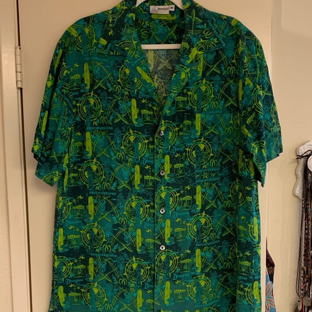 Disney Teal and Lime Casual Button Down Shirt